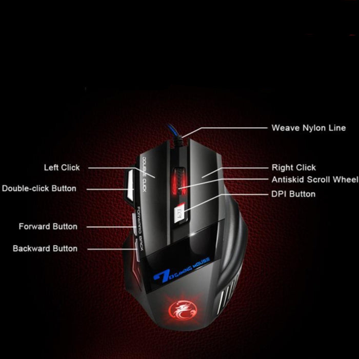 Ergonomic Wired Gaming Mouse LED 5500 DPI USB Computer Mouse Gamer